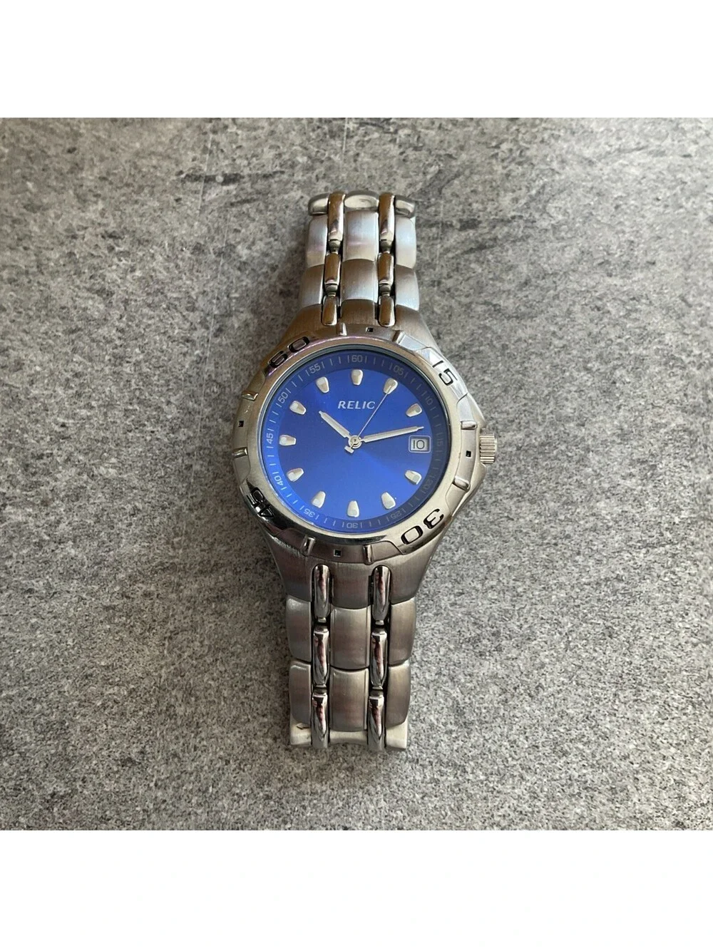 Relic By Fossil Mens Watch 39mm Stainless Steel Case And Band Blue Dial PR6116 S